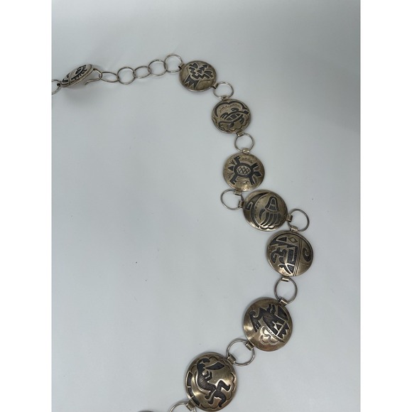 Vintage Native American Sterling Silver Concho Belt Signed EJ 42\